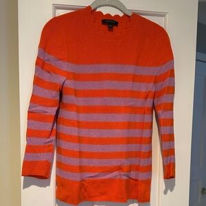 Ann Taylor Crewneck Sweater - Orange and Purple Stripes